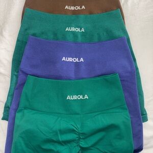 Aurora Seamless Shorts - Green, Purple, Brown, Different shade Green